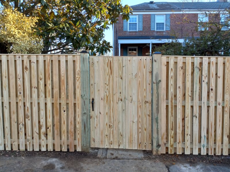 wooden shadowbox fence providing privacy for a home in Pasadena MD